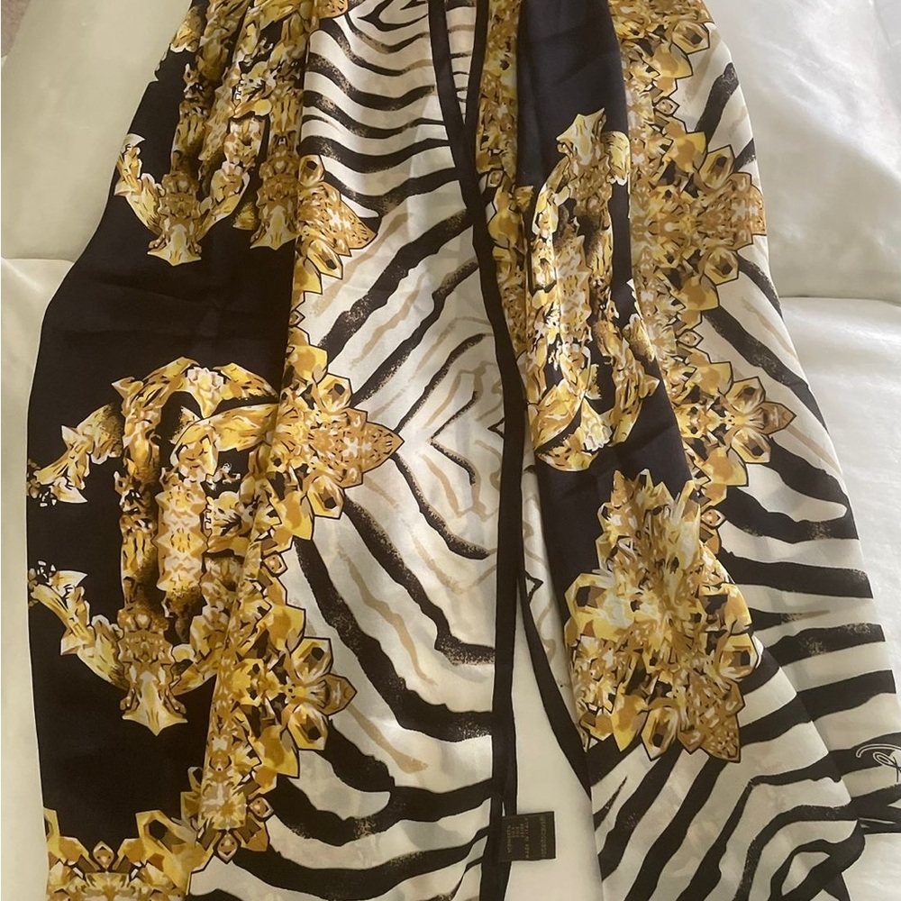 Elegant Black and Gold Floral Scarf